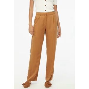 NWT J. Crew Wide-leg Pleated Twill Trouser Pant Warm Brandy Brown